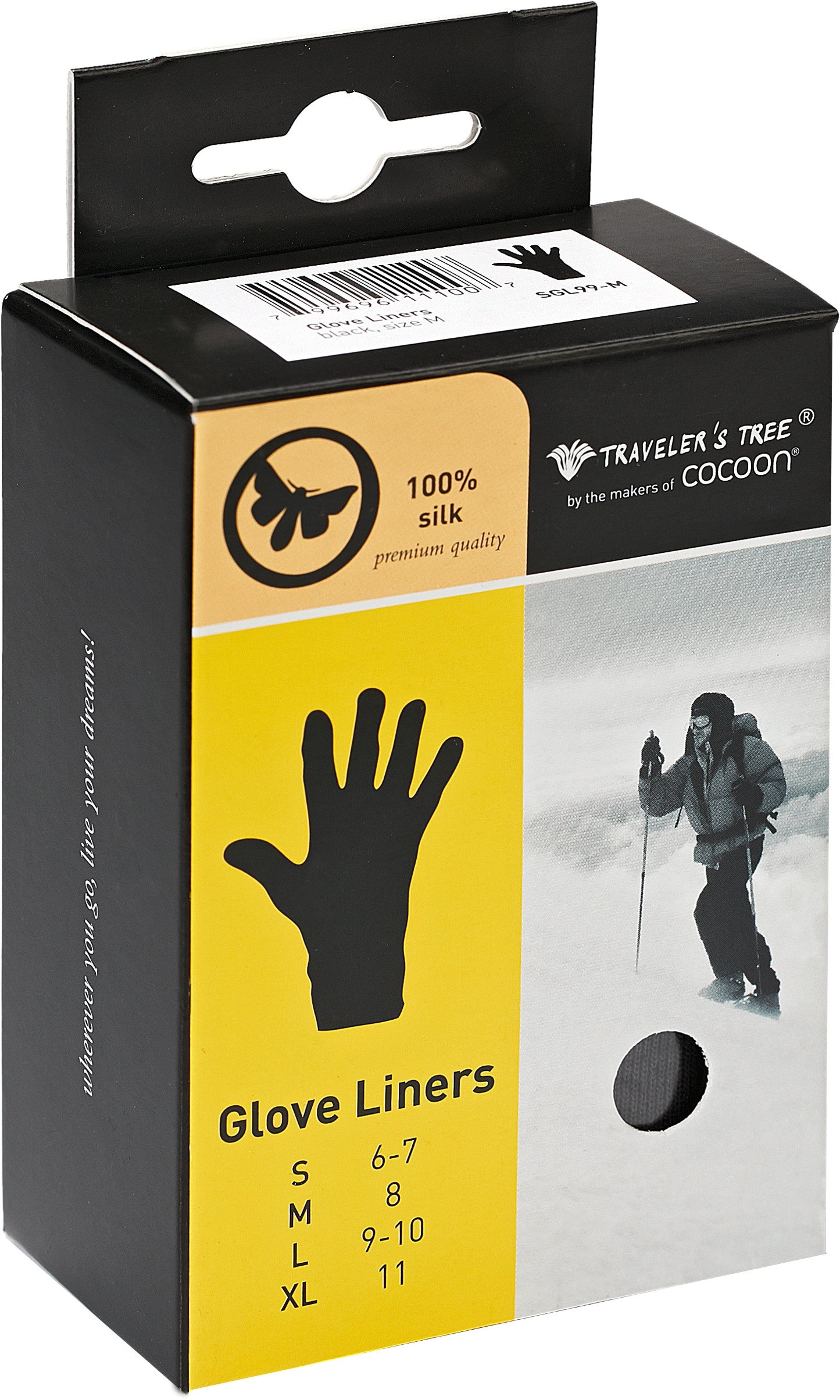 Handschuhe, Seidenunterhandschuhe - Travelers Tree Verpackung