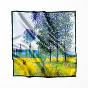 Claude Monet "Under the Poplars" Mulberry Silk Scarf, Sunlight Effect