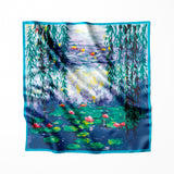 Seidentuch Maulbeerbaum Claude Monet Blaue Seerosen und Weiden