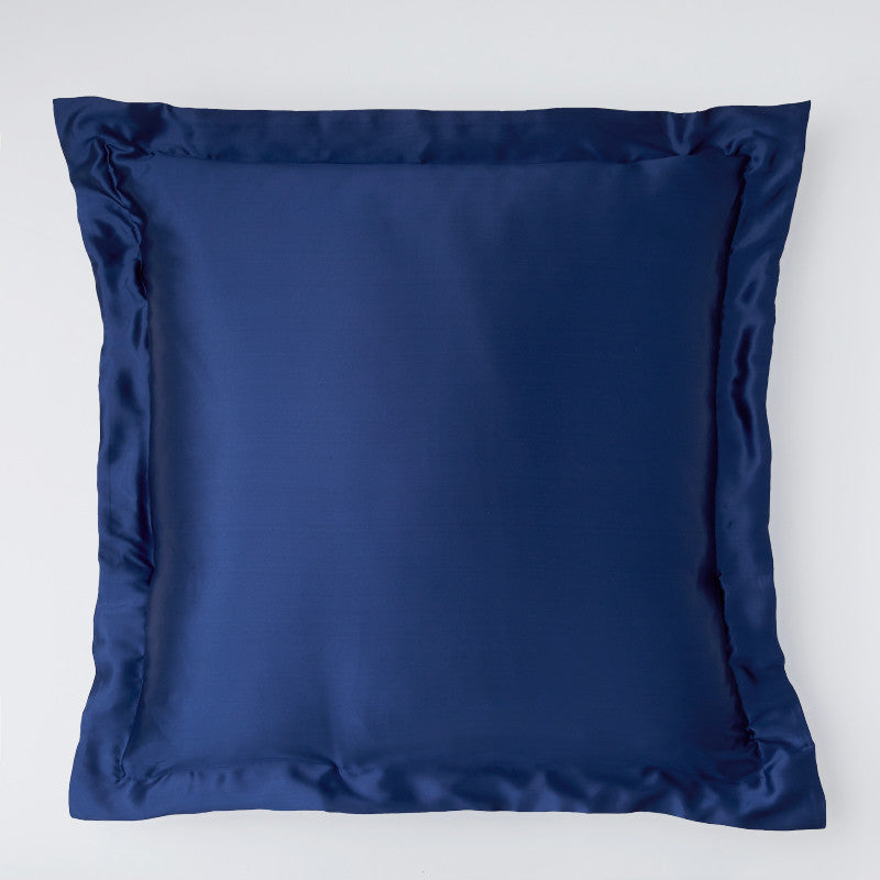 Seidenkissenbezug mulberry 25 mommes mit Stehsaum Marineblau top
