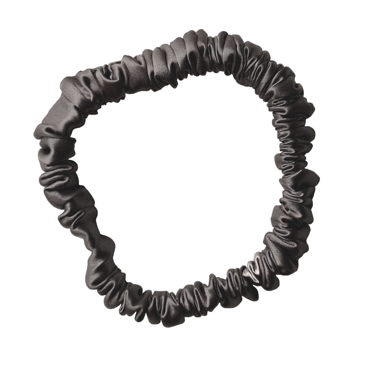 Thin anthracite silk scrunchie