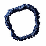 Thin navy blue silk scrunchie