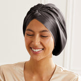 Bonnet de nuit turban en soie Gris anthracite déclassé - MS1078