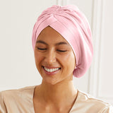 Bonnet de nuit turban en soie Rose déclassé - MS1077