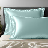 Seidenkissenbezug mulberry 25 mommes mit Stehsaum light blue
