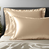 Seidenkissenbezug mulberry 25 mommes mit Stehsaum caramel