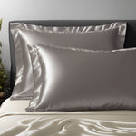 Seidenkissenbezug mulberry 25 mommes mit Stehsaum silver