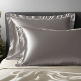 Seidenkissenbezug mulberry 25 mommes mit Stehsaum silver