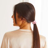 Thin pink silk scrunchie from Maison de la soie