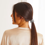 Thin silk scrunchie from Maison de la soie, silver