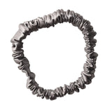 Thin silver silk scrunchie