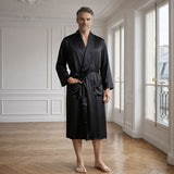Men's long silk bathrobe