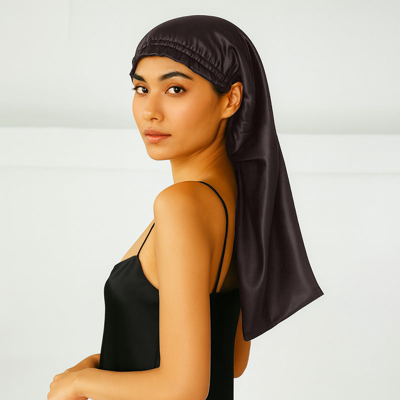Bonnet de nuit en soie pour cheveux longs