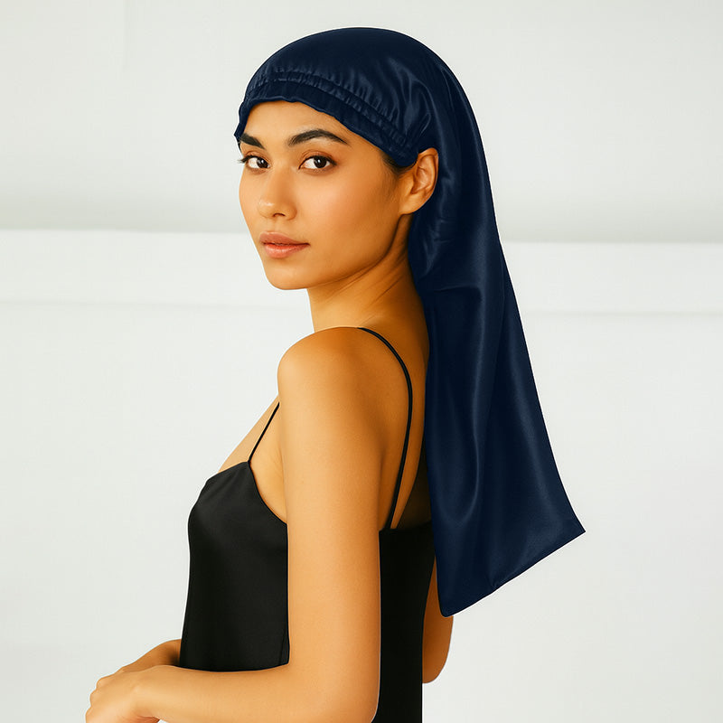 Bonnet de nuit en soie pour cheveux longs