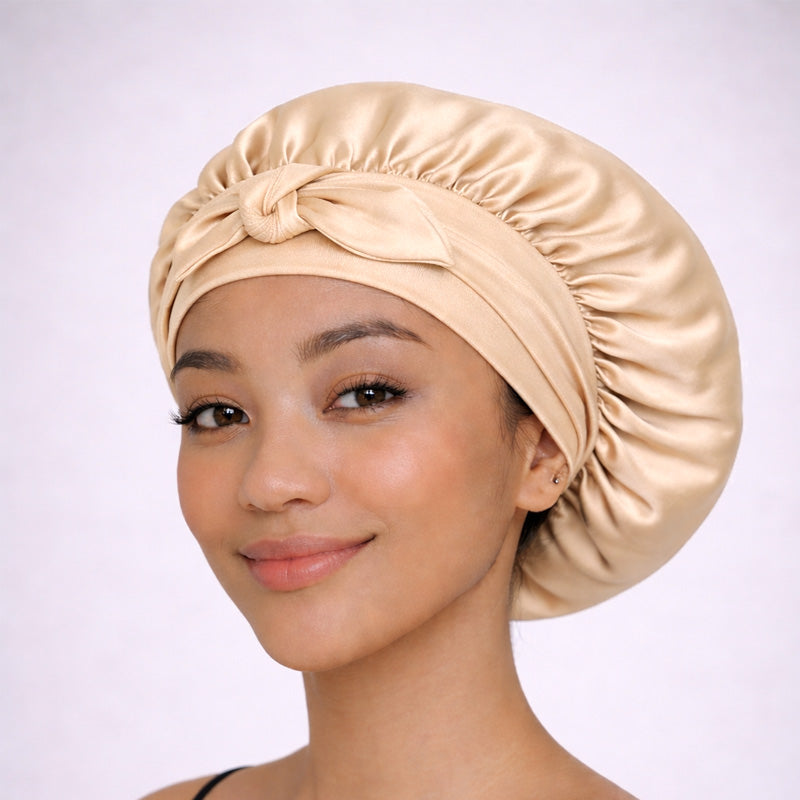Bonnet de nuit en soie ajustable