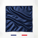 Plain Navy Blue silk square made in France