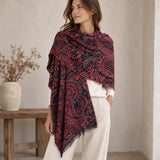 Paisley pattern stole in merino wool and silk made in France