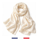 Foulard en soie uni Ivoire fabriqué en France
