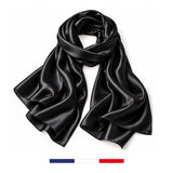 Foulard en soie uni Noir fabriqué en France