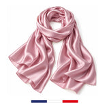 Foulard en soie uni Rose fabriqué en France