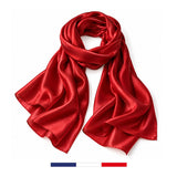 Foulard en soie uni Rouge fabriqué en France