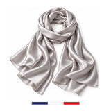 Foulard en soie uni Silver fabriqué en Franc