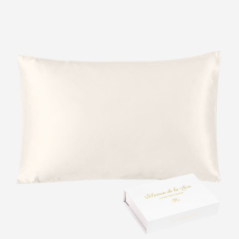 Funda de almohada de seda sin volante 30 mommes - Maison de la soie